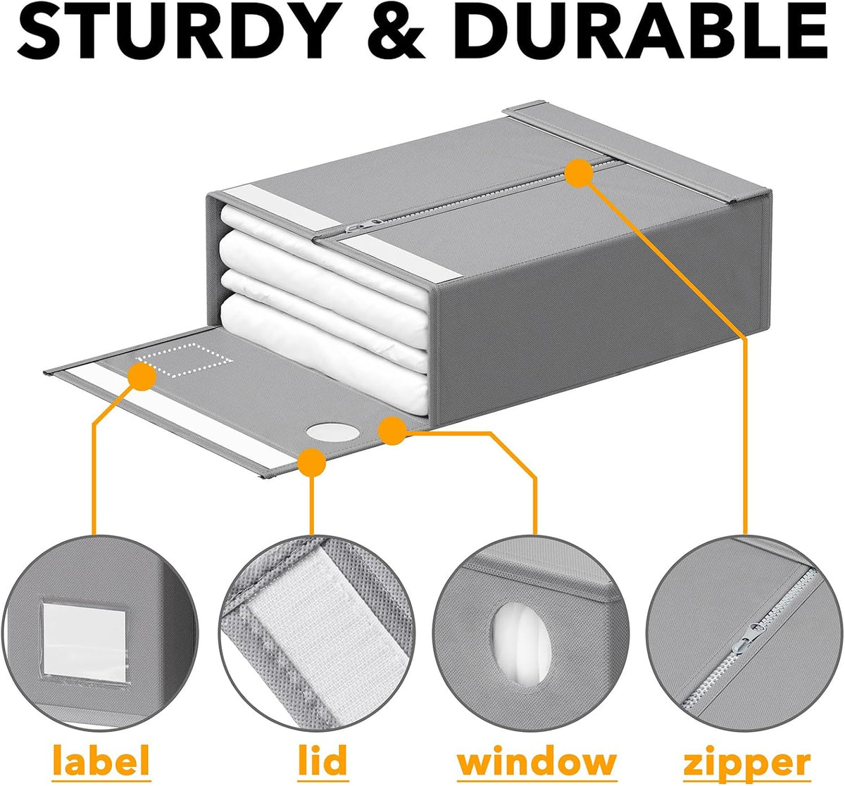 SpaceAid 5 Pack Bed Sheet Organizers and Storage, Foldable Sheet Organizer for Linen Closet, Sheets Set Folder Keeper with Window XL (Queen & King Size) Organizing Bedding Container, White