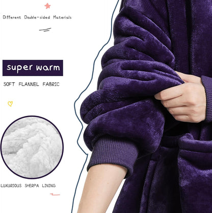 Aemilas Wearable Blanket Hoodie - Warm Sherpa Blanket Sweatshirt as Gifts for Adult Women Mom Men, One Size Fits All