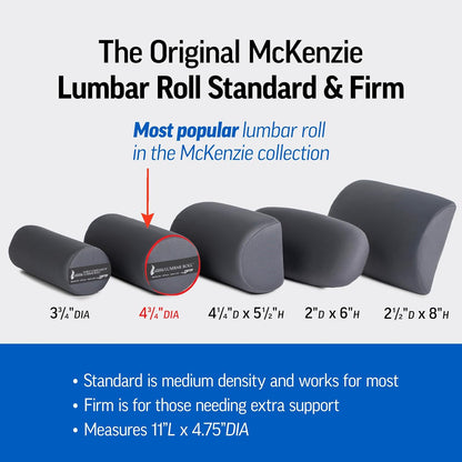 OPTP The Original McKenzie Lumbar Roll – USA-Made Low Back Lumbar Support for Office Chair & Car Seat Back Support Cushion. The Preferred Lumbar Pillow by Physical Therapists - Firm Density