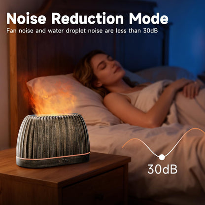 SOULORIGIN Essential Oil Diffuser, Flame Effect Aromatherapy Diffuser with 7-Color LED Lights & Auto Shut-Off, Ultrasonic Diffusers for Home, 120ml Samll Scent Diffuser for Essential Oils - White