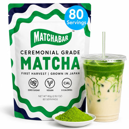 Matchabar Matcha Powder (30g) Ceremonial Japanese Matcha Latte, Vegan