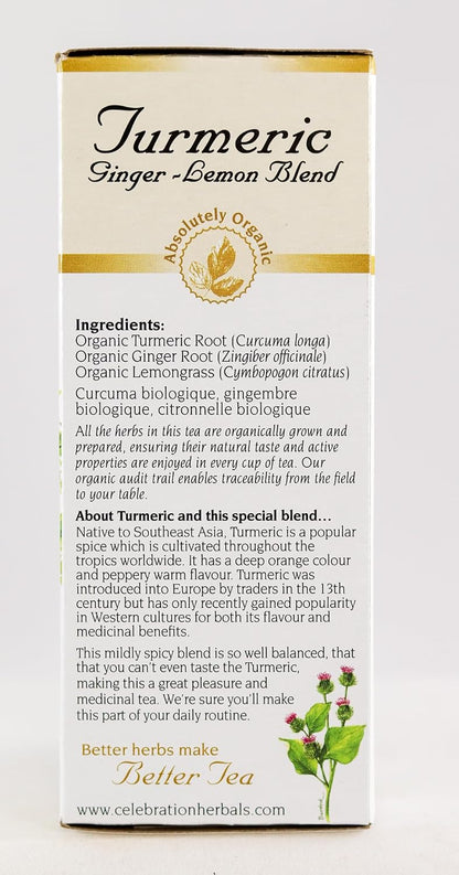Celebration Herbals Organic Turmeric Ginger Lemon Blend, 24 Bags