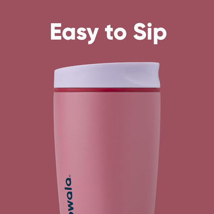 Owala SmoothSip Slider Insulated Stainless Steel Coffee Tumbler, Reusable Iced Coffee Cup, Hot Coffee Travel Mug, BPA Free 12 oz, Pink (Pucker Up)