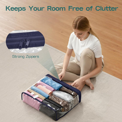 Hopack Under Bed Storage Bags Organizer, 22L Clear Storage Bags, Bags Organizer Clear Zipper Containers Bedroom, Storage Bag for Sweater, Clothes, Shoe Toy, Blanket, Sheet (Black)
