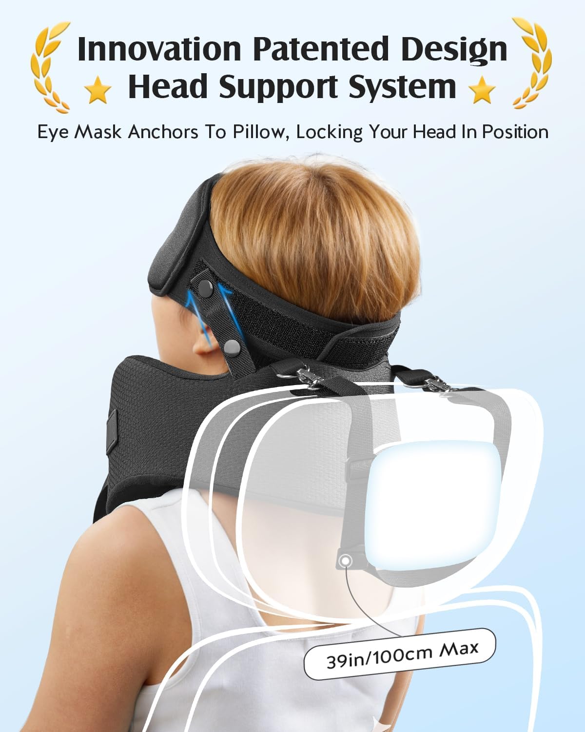 YFONG Travel Pillow for Long Flights, Patented 360° Ergonomic Sleeper Hold Head Support System with Memory Foam Neck Pillow & 3D Sleep Mask, Prevent Head Bobbing for Airplane & Road Trip, Pink