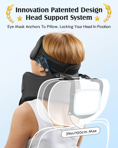 YFONG Travel Pillow for Long Flights, Patented 360° Ergonomic Sleeper Hold Head Support System with Memory Foam Neck Pillow & 3D Sleep Mask, Prevent Head Bobbing for Airplane & Road Trip, Pink
