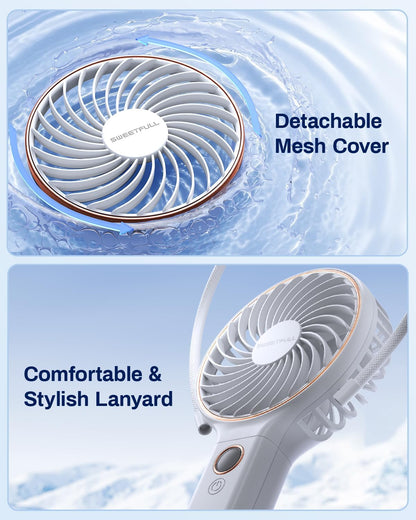 SWEETFULL Handheld Portable Fan, 5000mAh Rechargeable Battery, 6 Speed Wind, LED Digital Display, Foldable Electric Personal Mini Travel Fan with Backup Power, Summer Essentials Gifts for Women Girl