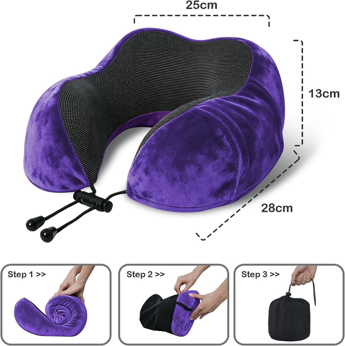 Travel Pillow, Memory Foam Neck Pillow for Traveling, U Shape Neck Pillow Airplane Portable Flight Pillow Travel Kit with 5D Contoured Eye Masks and Earplug for Plane Train Car Home Office