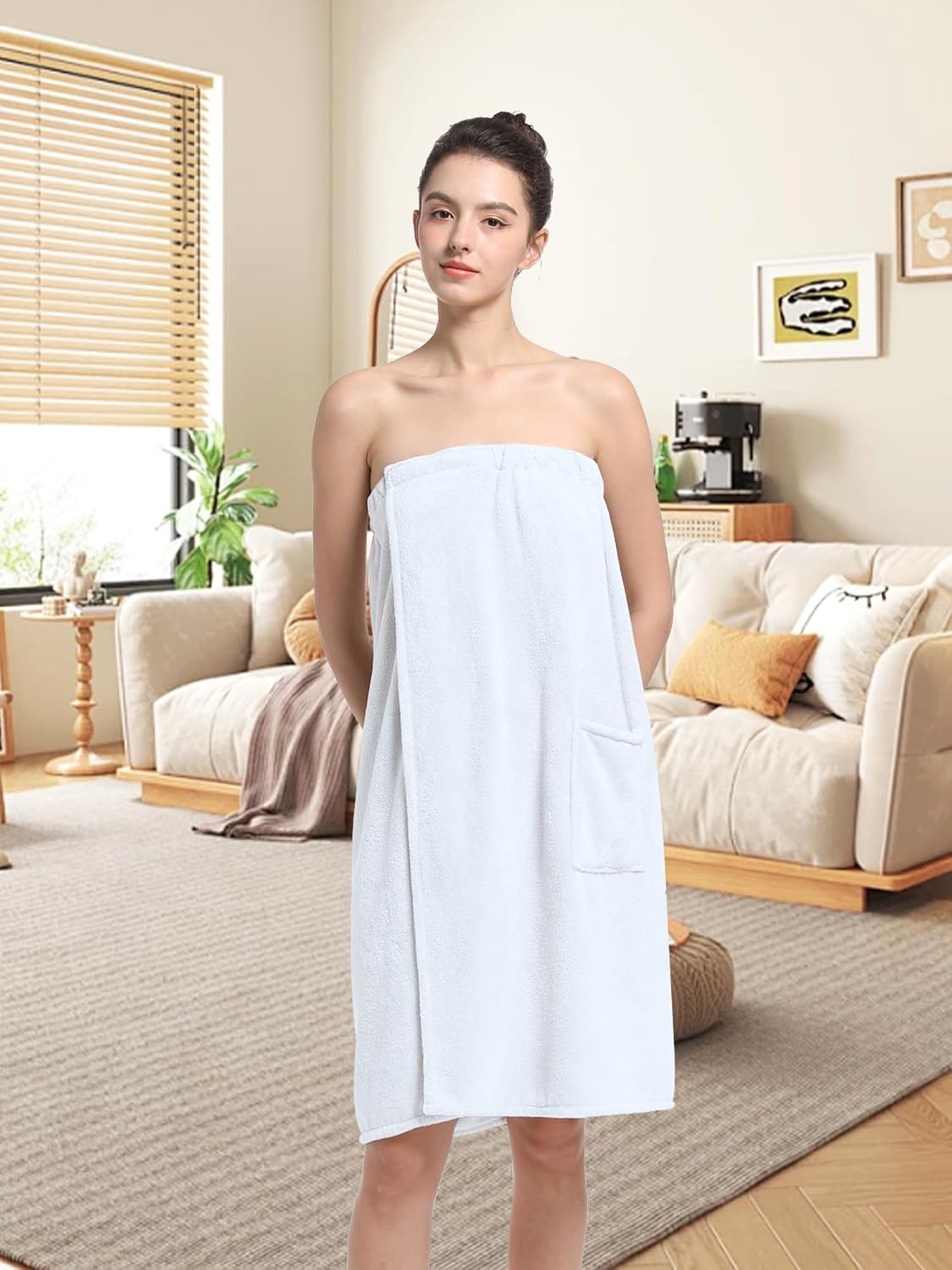 Women'S Soft Wrap Towel Full Length，Bath Robe After Shower Female Plush Long，Spa Bathrobes Lightweight With Pockets