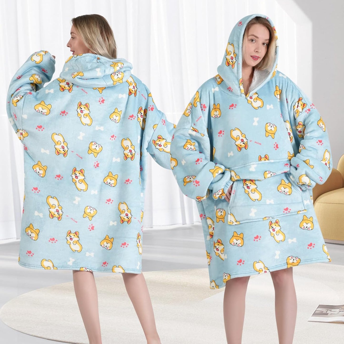 Fiosnow Sun and Moon Blanket Hoodies for Women and Men Adult Oversize Wearable Blanket Hoodies for Soft and Warm
