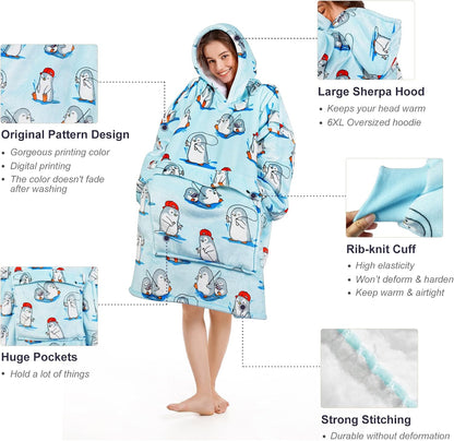 Narecte Cozy Oversized Blanket Hoodie Wearable Blanket Adults Soft Hooded Blanket Hoodie Birthday Gifts for Women Christmas - Colors A