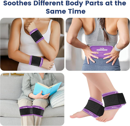 REVIX Ice Packs for Injuries Reusable, 2 Packs Hot & Cold Gel Ice Packs with PVC Cooling Design & Adjustable Strap, Flexible Therapy on Joints, Muscles, Shoulder, Back and Knee (10" x 5" Blue)