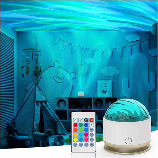 HUMIIEYE Northern Lights Projector, 16 Light Color Aurora Night Light Projector for Bedroom, Remote Galaxy Light Projector, Dimmable Mood Lighting with Memory Function for Playroom Kids Teen Girl Gift