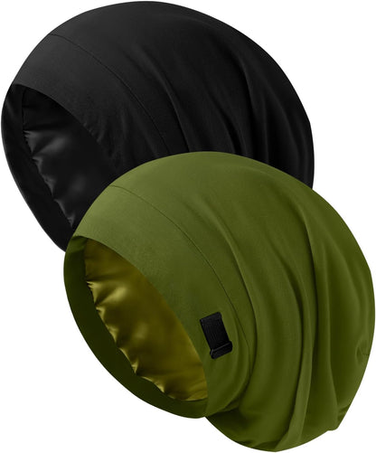 ZHENSILK Silk Bonnet for Sleeping Women, Adjustable Silky Satin Lined Sleep Cap, Silk Hair Wrap Slouch Beanie Hat