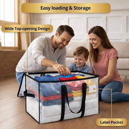 Comforter Storage Bags with Zipper and Handles (90L) - Extra Large Heavy Duty Moving Bags, Waterproof Blanket & Clothes Storage Bags, Foldable Under Bed Storage Totes for Bedding, Closet, College Dorm