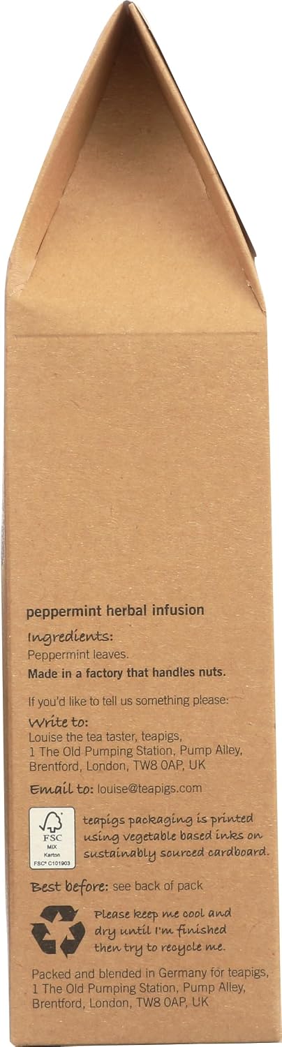 Teapigs Peppermint Leaves Tea Bags Made With Whole Tea Leaves, Natural Ingredients, Non-GMO, Caffeine-Free – 50 Count (1 Pack of 50 Teabags)