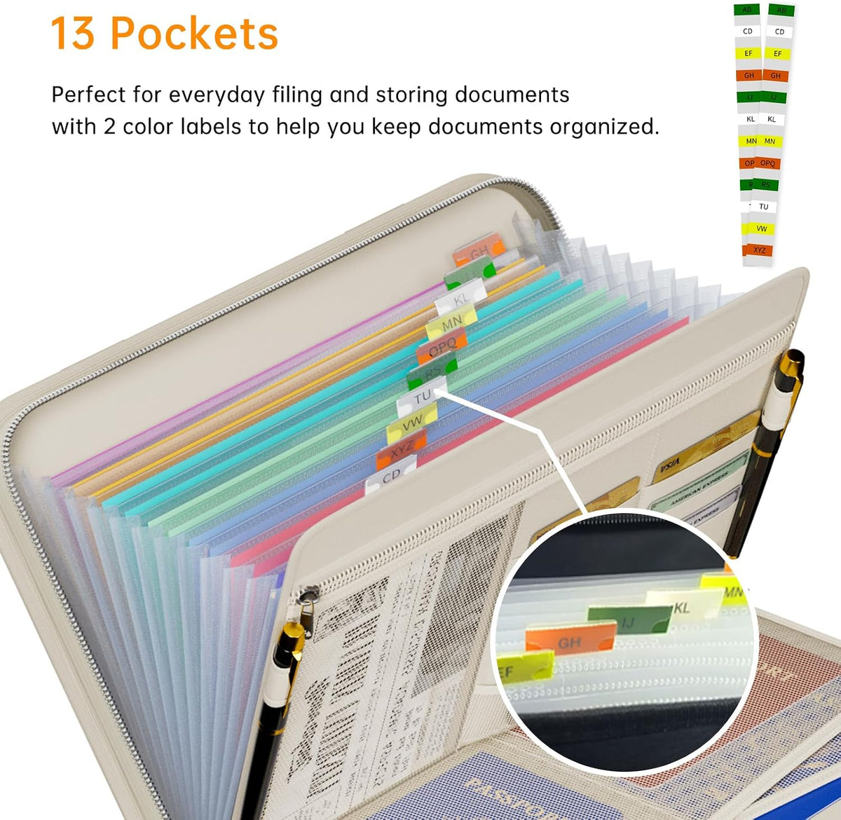 Tamfile Fireproof Accordion File Organizer, Expanding File Folder