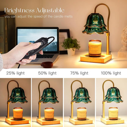 Candeldo Candle Warmer Lamp with Timer: Flower Gold Candle Lamps Height Adjustable Wax Melt House Warming Gifts New Home Decor Mothers Day Birthday Gift for Women Mom