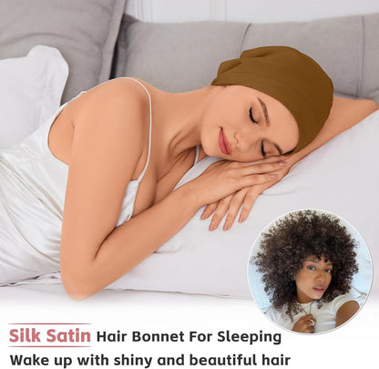 ZHENSILK Silk Bonnet for Sleeping Women, Adjustable Silky Satin Lined Sleep Cap, Silk Hair Wrap Slouch Beanie Hat