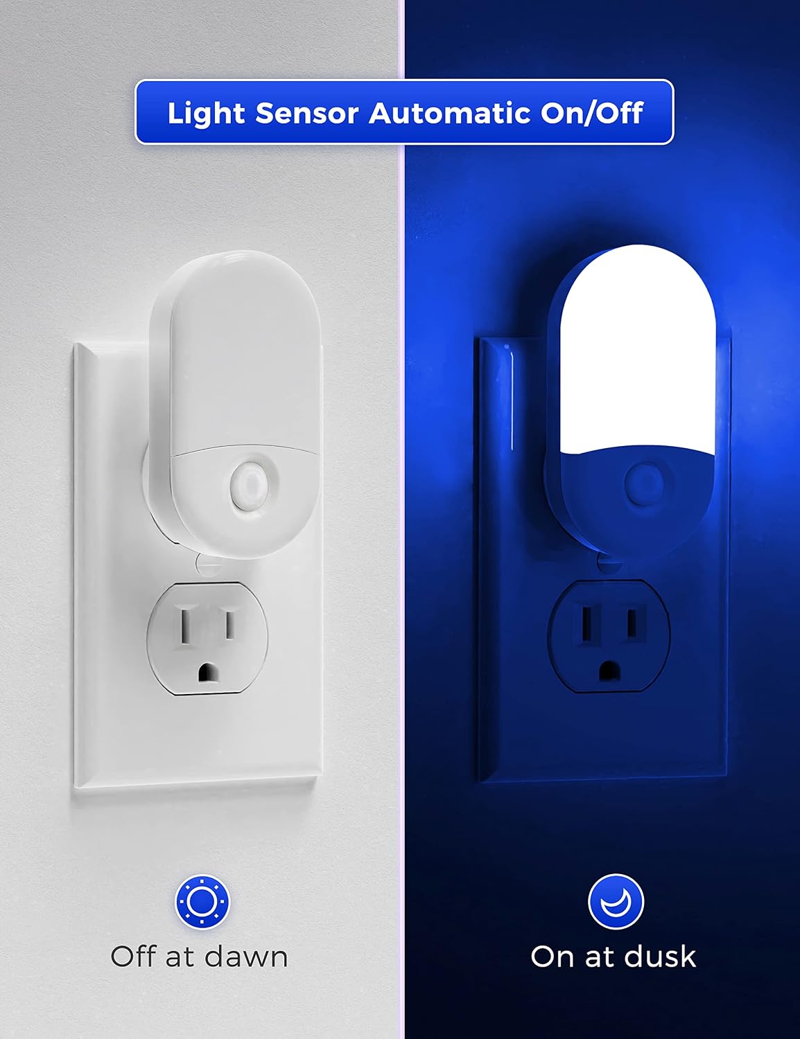 L LOHAS LED Amber Night Light, Night Lights Plug into Wall[2 Pack], 0.6W 2000K LED Night Light, Dusk to Dawn Sensor, 30/60LM Adjustable Brightness, Automatic Low Blue Nightlight for Kids, Bathroom
