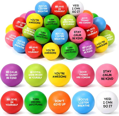 108 Pack Motivational Stress Balls Bulk for Adults & Kids Foam Stress Toys