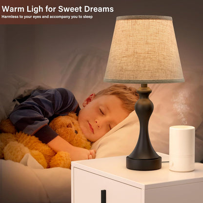 Seealle Touch Lamps for Nightstand - Bedside Lamps Set of 2, 3 Way Dimmable, USB C+A for Bedroom & End Tables (LED Bulbs Included)