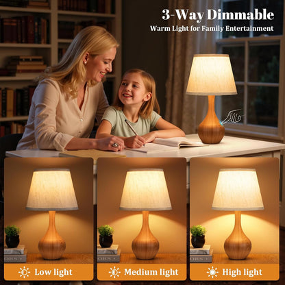 Seealle 16.1" Touch Table Lamps for Nightstand, 3-Way Dimmable Small Bedroom Lamps for Night Stands, Black Bedside Lamps for Living Room, Kids Room, End Table