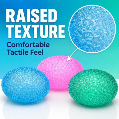Squishy Textured Stress Balls 3pcs, Soft Memory Gel Squeeze Balls Fidget Toys for Kids/Adults Hand Exercises, Party Favors Anxiety Relief Squeeze Ball