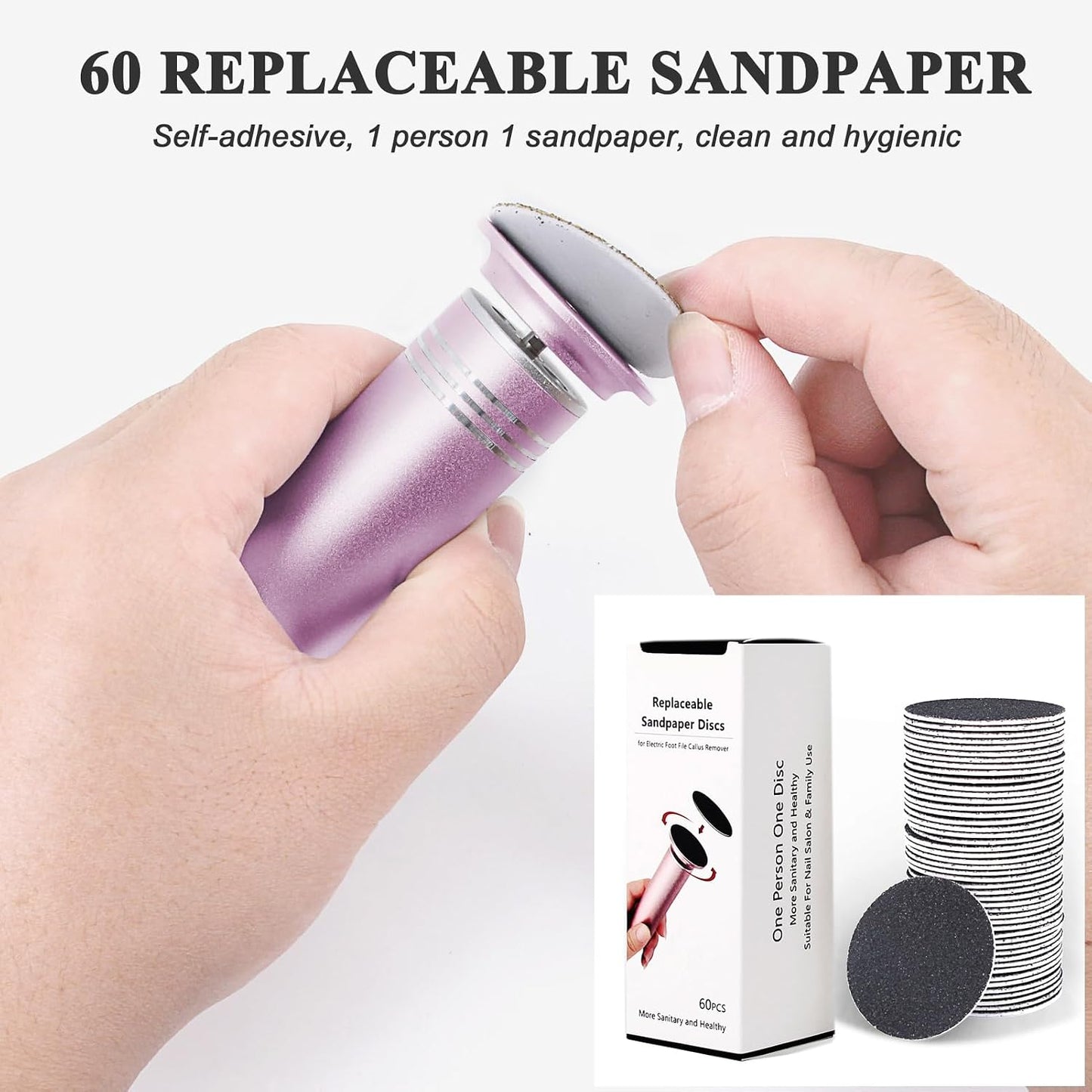 Upgraded Electric Callus Remover for Feet 1200RPM, Adjustable Speed Professional Electric Foot Sander Foot Grinder Heel File Pedicure Tool for Women Men Cracked Dead Skin, 60 Sandpaper Discs, Black