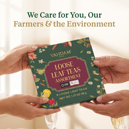 VAHDAM Loose Leaf Tea Gift Set (9 Unique Floral/Fruity Blends) 18+ Cups