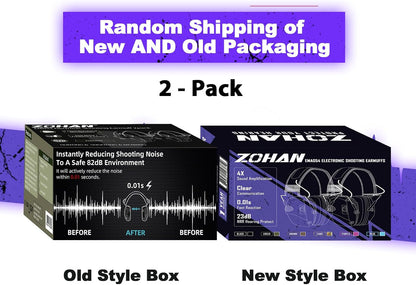ZOHAN Electronic Shooting Earmuffs Built in Ambient Sound Amplifier, Hearing Protection for Shooters, NRR 23dB Noise Reduction, Ideal Gun Range Ear Protection Headphones for Hunting-Black&Purple