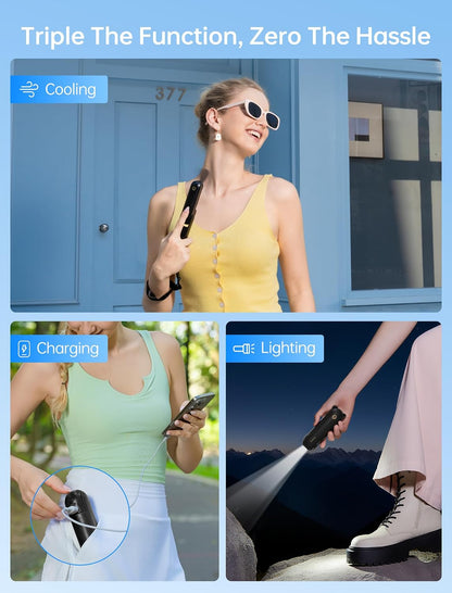 JISULIFE 3 IN 1 Portable Fan with Power Bank & Flashlight Featured