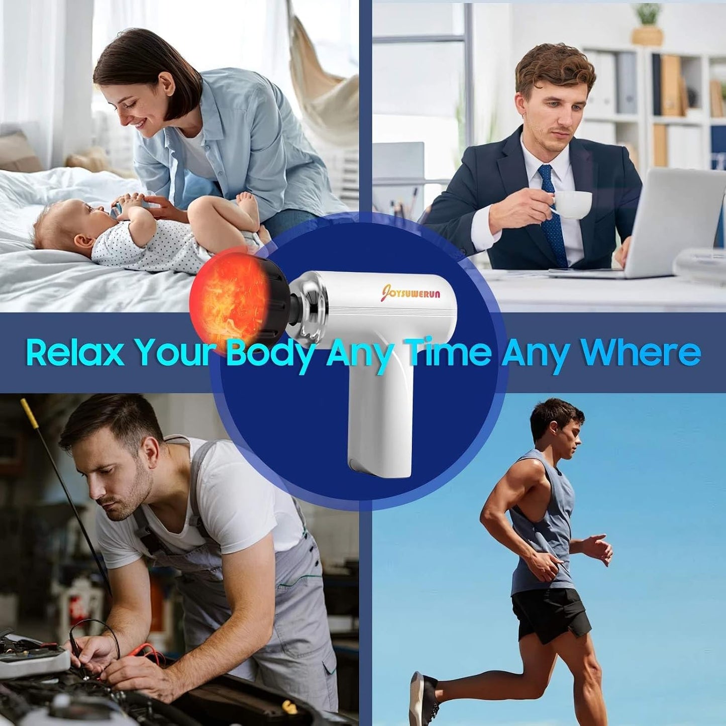 Massage Gun with Heat – Powerful Deep Tissue Massager, Handheld Mini Massage Gun for Full-Body Muscle Relief, Portable Muscle Massager for Home,Travel,