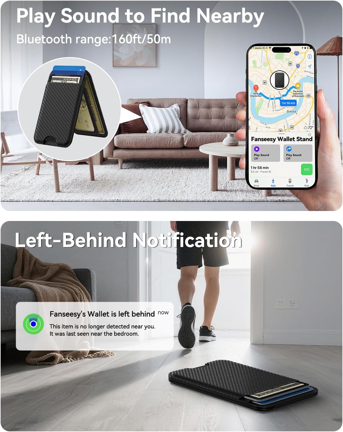 TWZKG for MagSafe Wallet, Works with Apple Find My,5 Card Holder with Stand