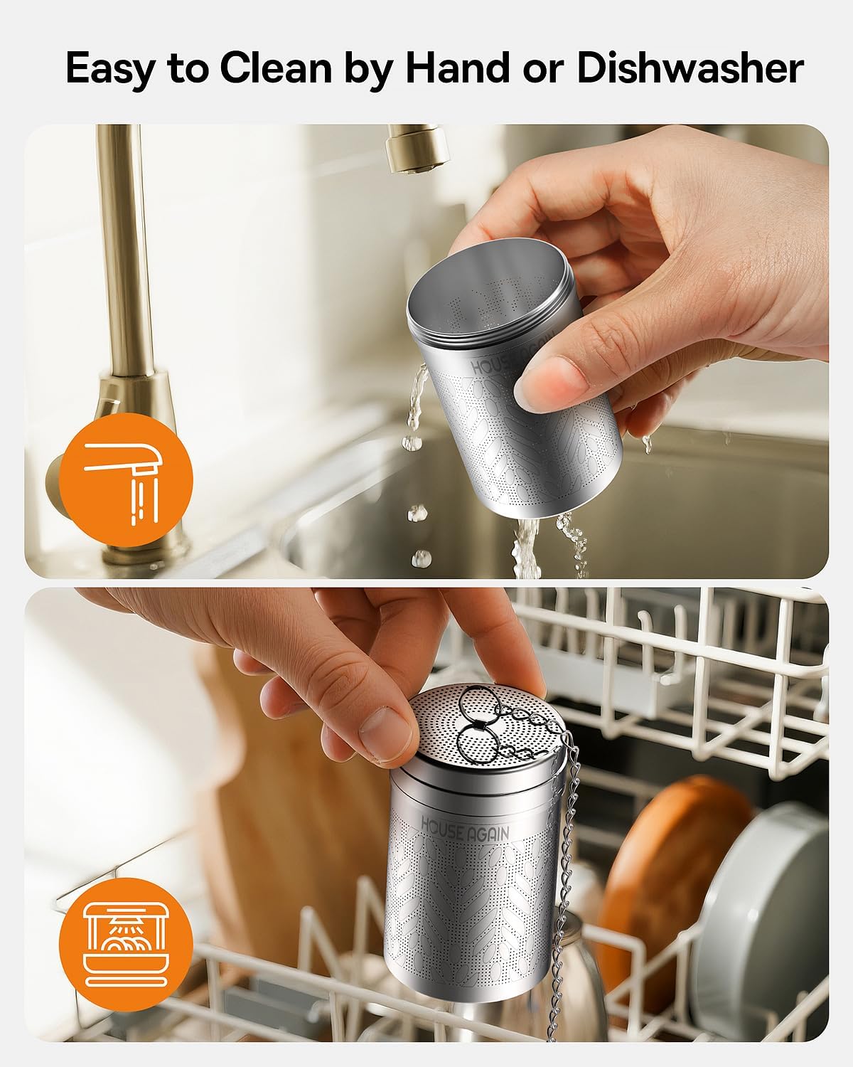 House Again Large Tea Infusers, Extra Fine Mesh Tea Strainers for Loose Tea, Slim Threaded Lid & 304 Stainless Steel, Filter Bags Diffusers, Loose Leaf Tea Steeper for Brew Tea Spices & Seasonings
