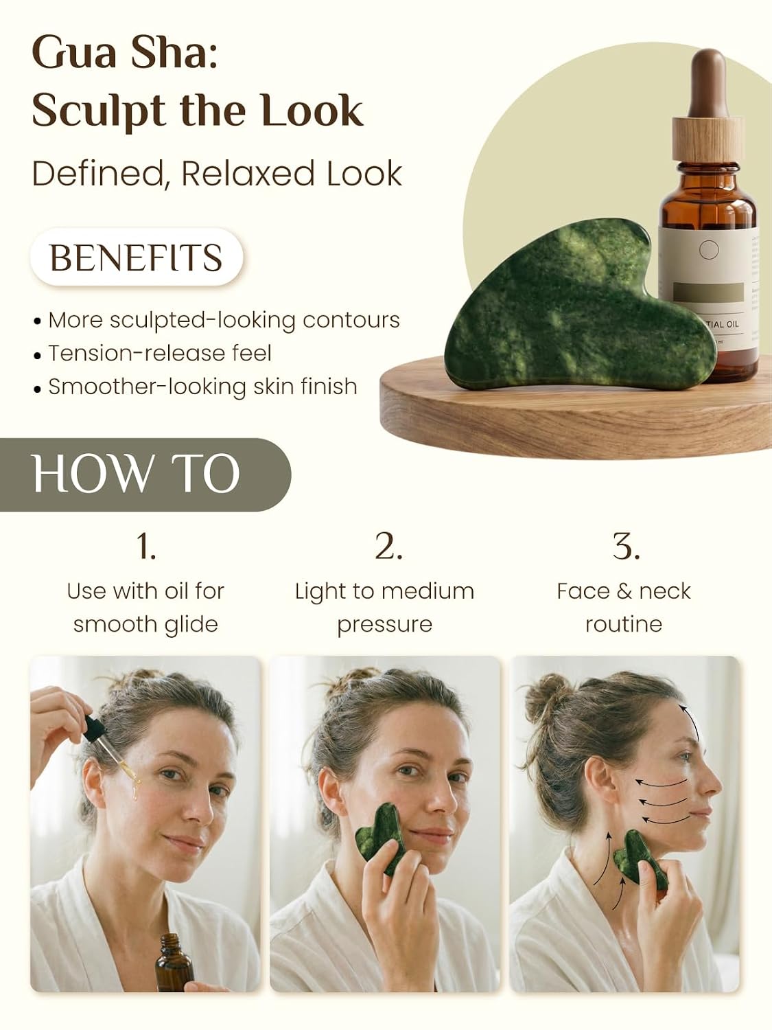 Rena Chris Gua Sha and Face Roller Set: Anti-Breakage Jade Roller for Long-Lasting Use, Jawline Sculpting and Puffiness Reducing, Gua Sha Facial Tools for Self Care Gift (Green)