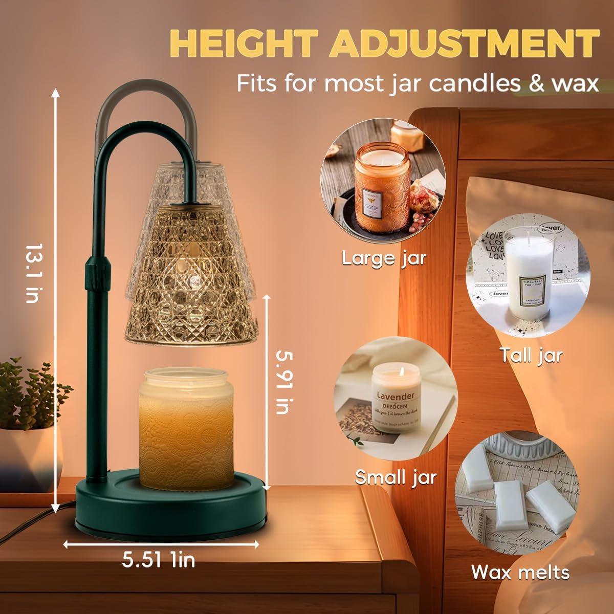 Candle Warmer Lamp with Timer Dimmable, Birthday Gifts for Women Mom, House Warming Gifts New Home Decor, Wax Melt Warmer for Jar Candles with 2 Bulbs, Black
