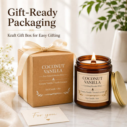 Soy Candles Set of 4, 9oz Natural Soy Wax Aromatherapy Candles, Home Scented Candles with 4 Scents (Lavender, Amber Sandalwood, White Sage, Coconut Vanilla), Gifts for Mom, Women, Relaxation, Yoga