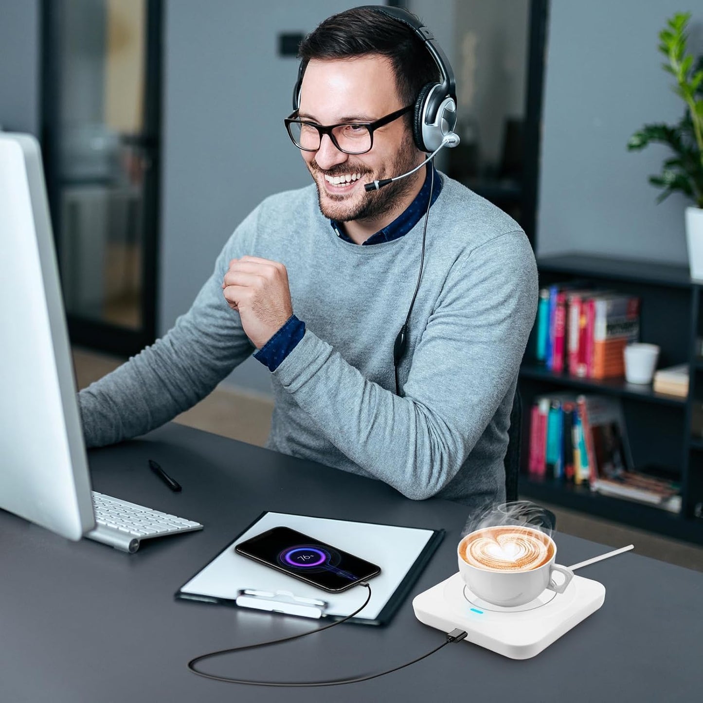 Coffee Mug Warmer, Smart USB Coffee Cup Warmer with Pressure-Induced Auto On/Off, Coffee Accessories for Home Office Desk