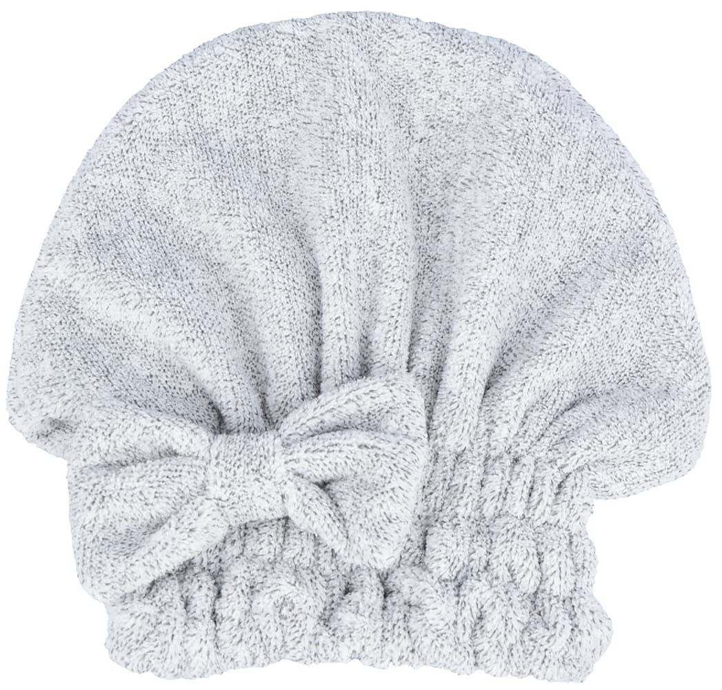Microfiber Hair Drying Towels Head wrap with Bow-Knot Shower Cap Hair Turban hairWrap Bath Cap for Curly Long & Wet Hair Gift for Women Blackx2