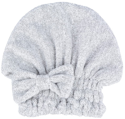 Microfiber Hair Drying Towels Head wrap with Bow-Knot Shower Cap Hair Turban hairWrap Bath Cap for Curly Long & Wet Hair Gift for Women Blackx2
