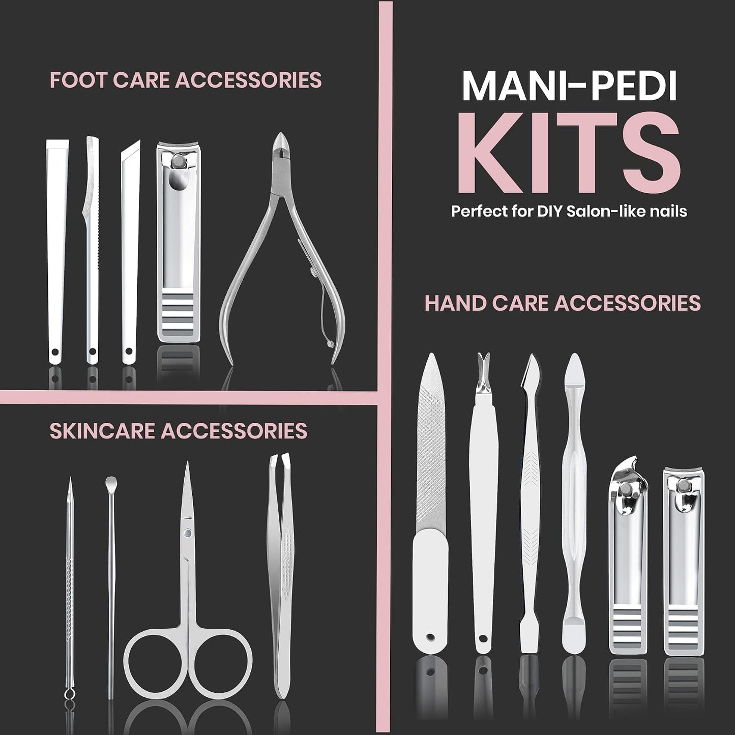 Utopia Care Nail Clippers Professional Nail Kit or Manicure Kit for Women and Men, Stocking Stuffers or Groomsmen Gifts Pedicure Set for Fingernail, Toenail Clippers with Travel Case