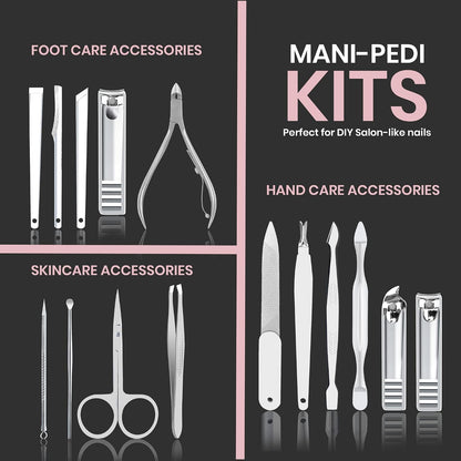 Utopia Care Nail Clippers Professional Nail Kit or Manicure Kit for Women and Men, Stocking Stuffers or Groomsmen Gifts Pedicure Set for Fingernail, Toenail Clippers with Travel Case