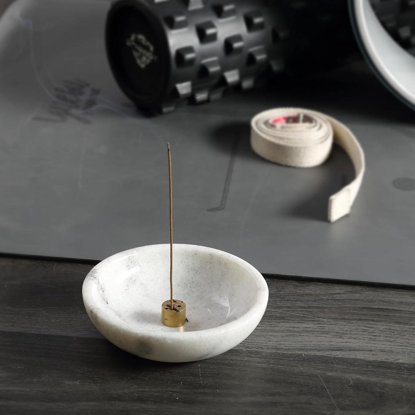 Koville Italian Travertine Incense Holder, 6" Incense Holders for Sticks, Sturdy Incense Burner Ash Catcher, Ideal for Meditation, Relaxing, Easy to Clean