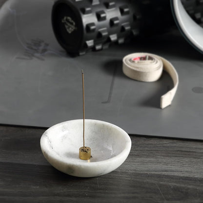 Koville Italian Travertine Incense Holder, 6" Incense Holders for Sticks, Sturdy Incense Burner Ash Catcher, Ideal for Meditation, Relaxing, Easy to Clean