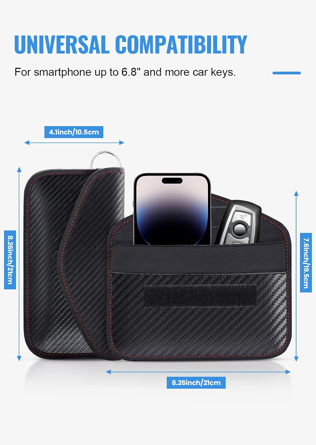Faraday Pouch for Car Keys, Faraday Bag, Car RFID Signal Blocking Holder, Key Fob Protector, Key fob cage Block Signal Anti-Theft Fob Case (2 Pack)