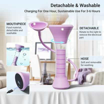 Deep Breathing Trainer, Adult Abdominal Weight Loss Trainer, Easy to Use and Clean, Breathing Dumbbell with 5-Speed Adjustable Type-C Charging Model (Purple)