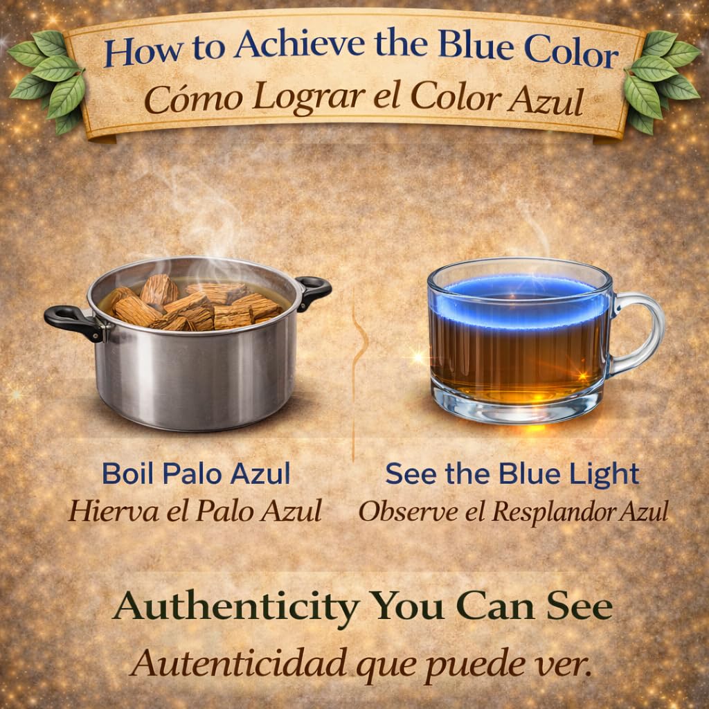 Palo Azul Herbal Tea (4 oz / 113g) – Authentic Kidneywood (Eysenhardtia polystachya) – Visual Blue Fluorescence Infusion – Wildcrafted, 100% Natural, Non-GMO – Makes 40+ Cups – by BEXPERTSUSA