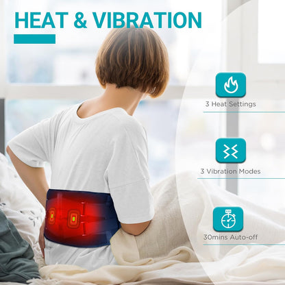 Comfytemp Cordless Heating Pad with Massager for Back, Birthday Gifts for Women Men, FSA Eligible HSA Portable Lower Back Massager Rechargeable Wireless Electric, Mom Dad Seniors 3 Heat 30mins Off