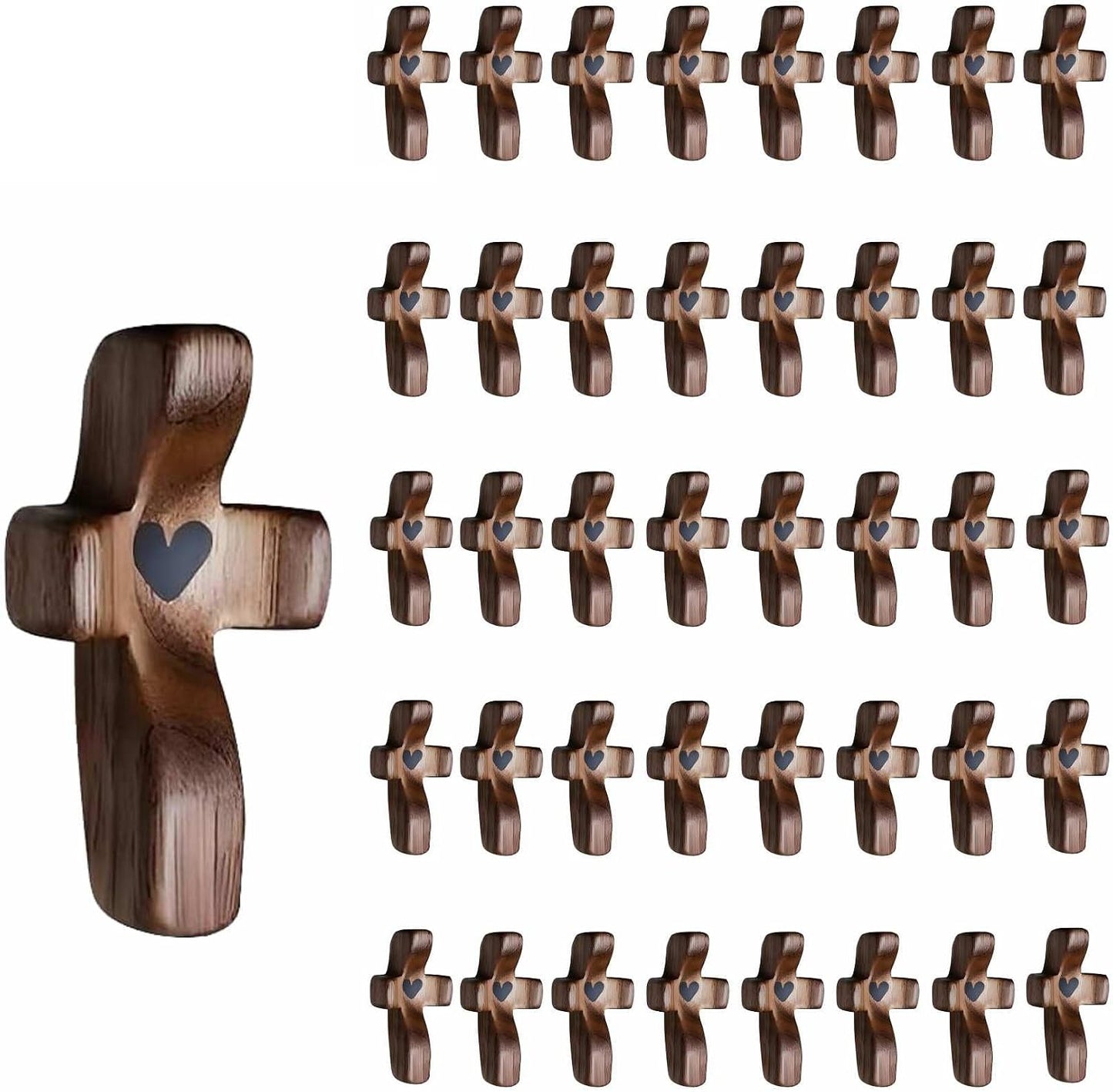 Cross My Heart/Encouragement Gift Wood Comfort Pocket Prayer Cross for Clutching, Clinging and Praying Christian Religious Gift